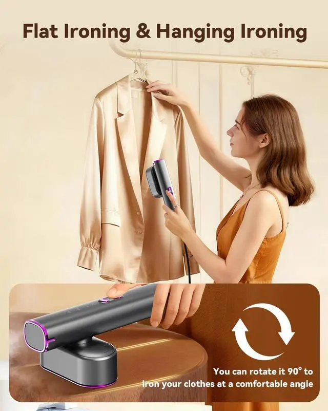 Alt view image 4 of 7 - Travel Steamer for Clothes,100-240V Portable Garment Steamer, SteamerIron 2 In 1, 30s Fast Heat-up,120ml Water Tank,Large Ceramic Heat Panel,Handheld Steamer for Global Europe Traveling,Purple
