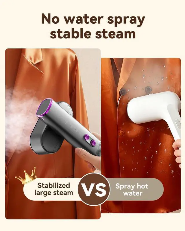 Alt view image 5 of 7 - Travel Steamer for Clothes,100-240V Portable Garment Steamer, SteamerIron 2 In 1, 30s Fast Heat-up,120ml Water Tank,Large Ceramic Heat Panel,Handheld Steamer for Global Europe Traveling,Purple