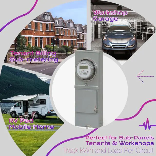 Alt view image 5 of 7 - Digital Electric Sub Meters for Landlords, 120/240V CL200 Single Phase 3 Wire, Electricity Usage Meter, Power Energy Meter, kWh Sub Meter, ANSI Form 2S Electric Submeters for RV Power, Rental Units
