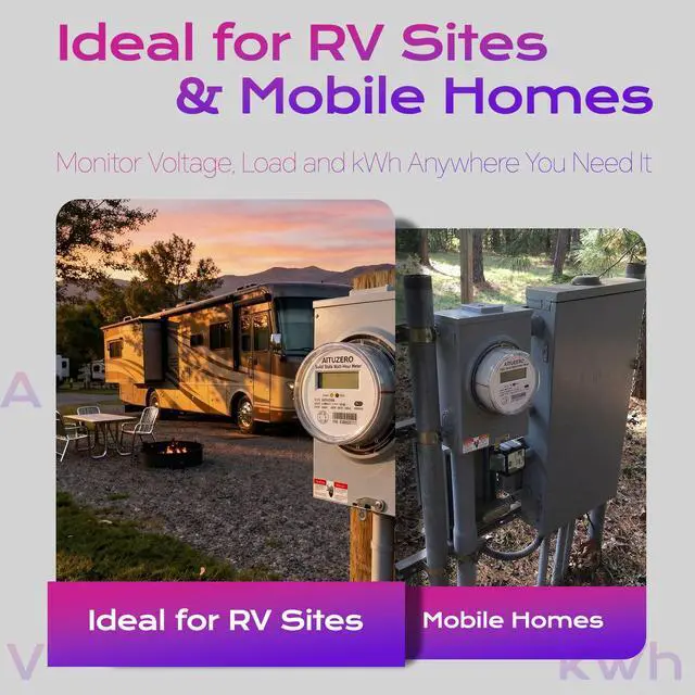 Alt view image 7 of 7 - Digital Electric Sub Meters for Landlords, 120/240V CL200 Single Phase 3 Wire, Electricity Usage Meter, Power Energy Meter, kWh Sub Meter, ANSI Form 2S Electric Submeters for RV Power, Rental Units