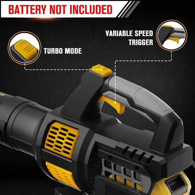 Alt view image 4 of 7 - Cordless Leaf Blower Compatible with Dewalt 20V Max Battery 400CFM Electric Leaf Blower Cordless, Variable Speed, Turbo Mode, Battery Powered Leaf Blowers for Lawn Care, Yard(Tool Only)
