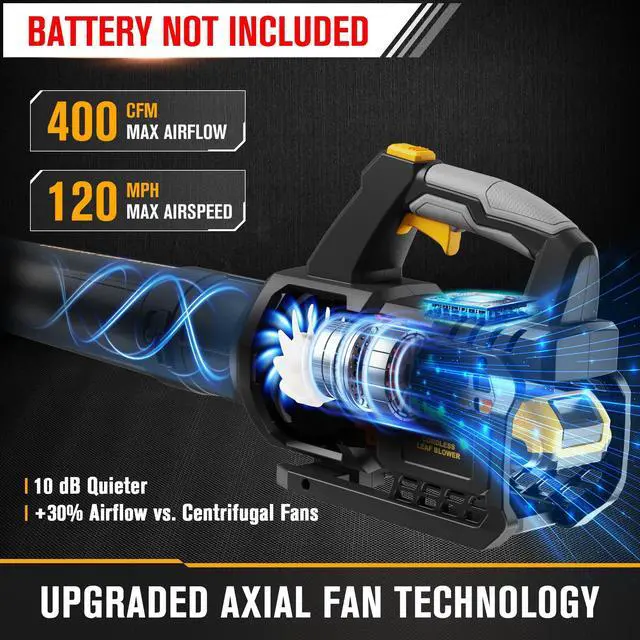 Alt view image 3 of 7 - Cordless Leaf Blower Compatible with Dewalt 20V Max Battery 400CFM Electric Leaf Blower Cordless, Variable Speed, Turbo Mode, Battery Powered Leaf Blowers for Lawn Care, Yard(Tool Only)