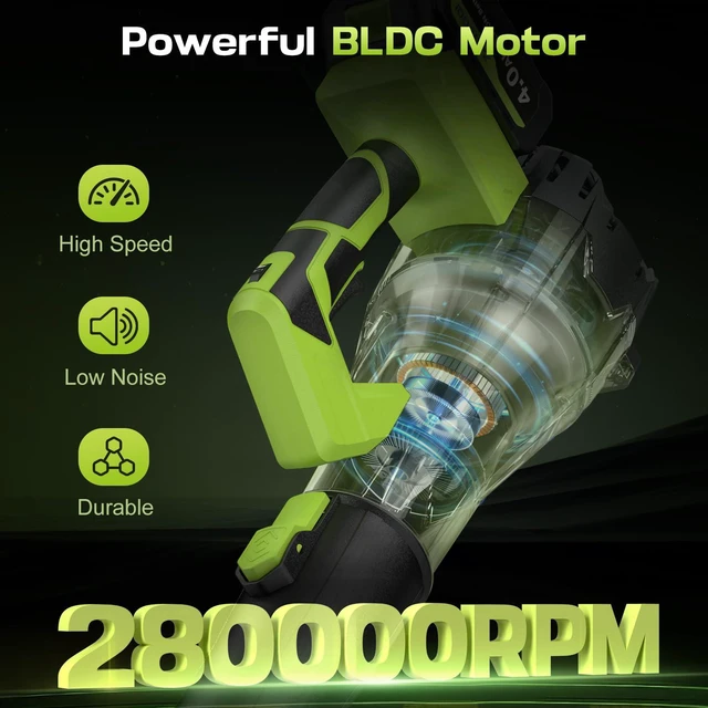Alt view image 3 of 6 - Leaf Blower Cordless 650CFM 288MPH Electric Leaf Blower with 2 x 4.0Ah Battery Operated, 6 Speed Mode, 20V Powered Handheld Blowers for Lawn Care, Patio, Dust, Blowing Leaves
