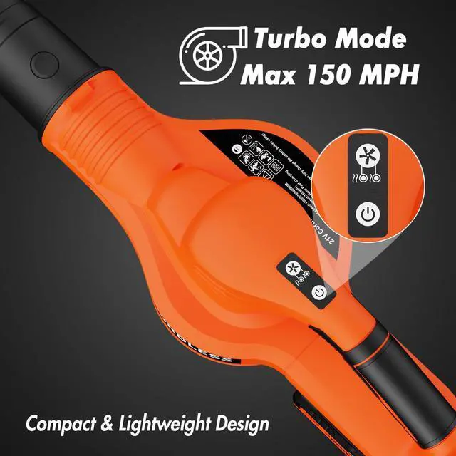 Alt view image 3 of 7 - Leaf Blower Cordless - 21V Powerful Electric Leaf Blower with 2 Batteries and Charger, 2 Speed Modes, 2.0Ah Lightweight Battery Powered Leaf Blowers for Lawn Care, Patio, Dust, Blowing Leaves