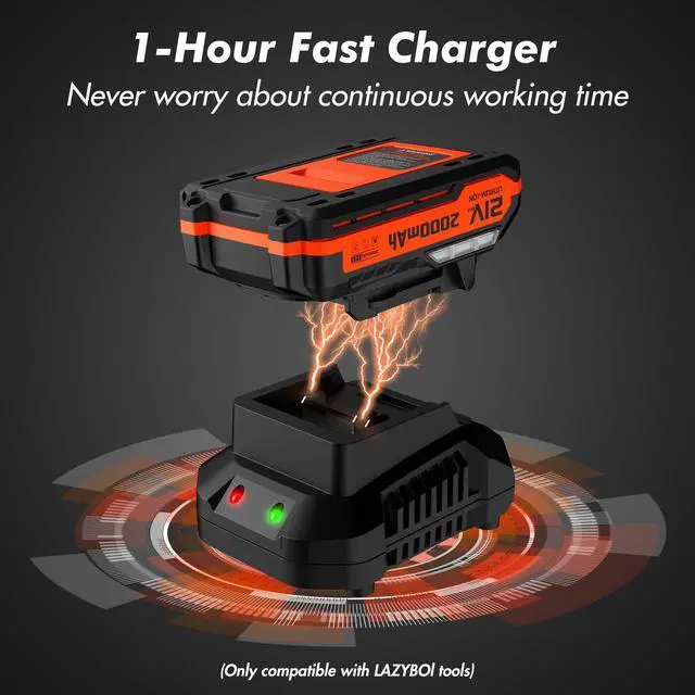 Alt view image 5 of 7 - Leaf Blower Cordless - 21V Powerful Electric Leaf Blower with 2 Batteries and Charger, 2 Speed Modes, 2.0Ah Lightweight Battery Powered Leaf Blowers for Lawn Care, Patio, Dust, Blowing Leaves