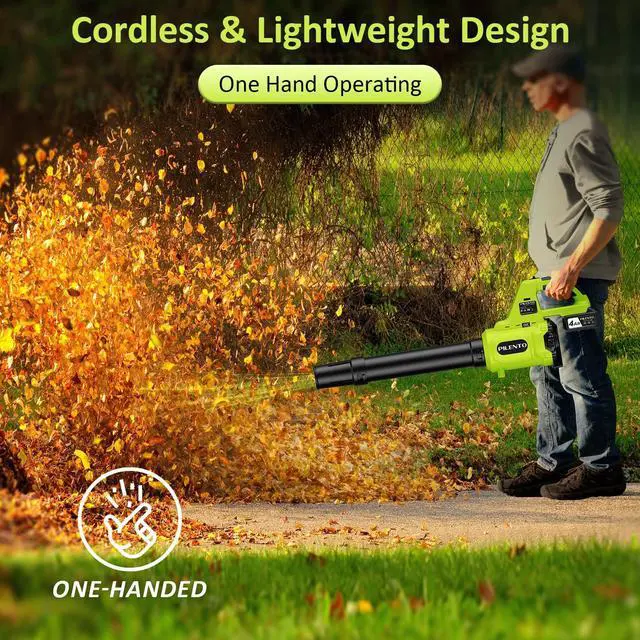 Alt view image 3 of 6 - Cordless Leaf Blower with 2 x 4.0Ah Batteries and Fast Charger, 20V Lightweight Handheld Electric Blower, 3-Speed Battery Powered Blower for Patio, Driveway, Lawn Care, Dry Leaves and Light Debris