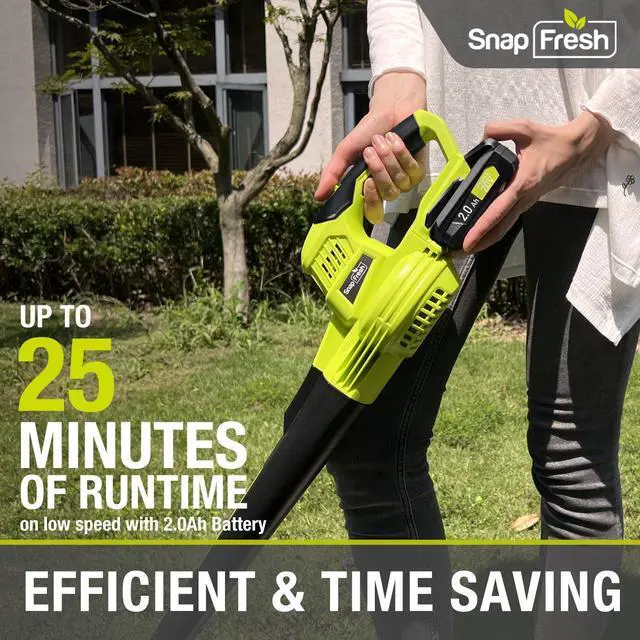 Alt view image 4 of 7 - 20V Leaf Blower, Leaf Blower Cordless with 2.0Ah Battery & Fast Charger, 2.7lbs Lightweight Electric Leaf Blower, 2 Speed Modes for Lawn, Patio, Yard & Sidewalk Care