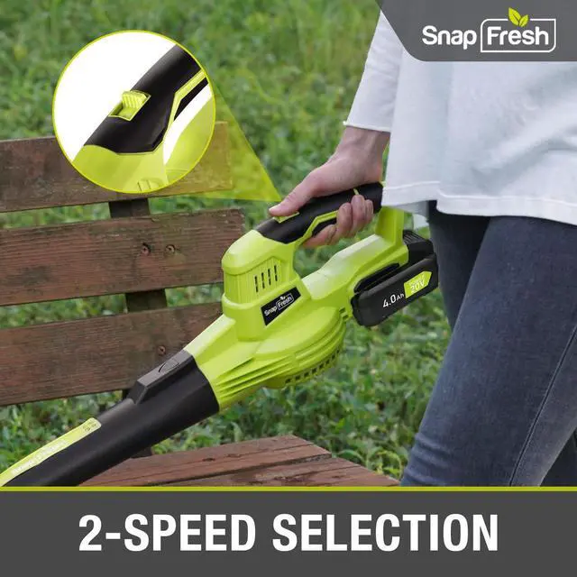 Alt view image 6 of 7 - 20V Leaf Blower, Leaf Blower Cordless with 2.0Ah Battery & Fast Charger, 2.7lbs Lightweight Electric Leaf Blower, 2 Speed Modes for Lawn, Patio, Yard & Sidewalk Care