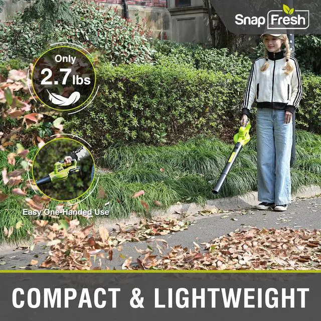Alt view image 5 of 7 - 20V Leaf Blower, Leaf Blower Cordless with 2.0Ah Battery & Fast Charger, 2.7lbs Lightweight Electric Leaf Blower, 2 Speed Modes for Lawn, Patio, Yard & Sidewalk Care