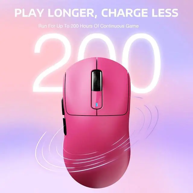 Alt view image 6 of 7 - ATTACK SHARK X3 Lightweight Tri-Mode Wireless Gaming Mouse, 2.4G Bluetooth USB-C Wired, PAW3395 Sensor, 26K DPI, Kailh GM8.0 Switch, 5 Programmable Buttons for PC & Mac White Berry Red