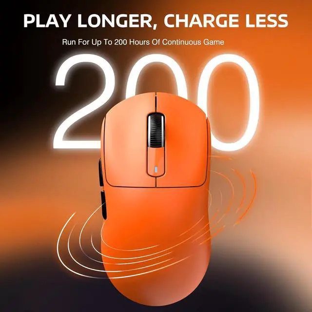 Alt view image 6 of 6 - ATTACK SHARK X3 Lightweight Tri-Mode Wireless Gaming Mouse, 2.4G Bluetooth USB-C Wired, PAW3395 Sensor, 26K DPI, Kailh GM8.0 Switch, 5 Programmable Buttons for PC & Mac White Orange