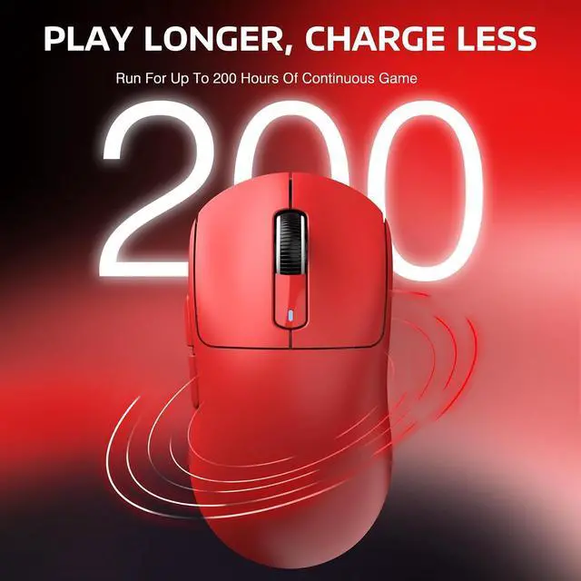 Alt view image 6 of 7 - ATTACK SHARK X3 Lightweight Tri-Mode Wireless Gaming Mouse, 2.4G Bluetooth USB-C Wired, PAW3395 Sensor, 26K DPI, Kailh GM8.0 Switch, 5 Programmable Buttons for PC & Mac White Red