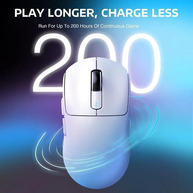 Alt view image 6 of 6 - ATTACK SHARK X3 Lightweight Tri-Mode Wireless Gaming Mouse, 2.4G Bluetooth USB-C Wired, PAW3395 Sensor, 26K DPI, Kailh GM8.0 Switch, 5 Programmable Buttons for PC & Mac White