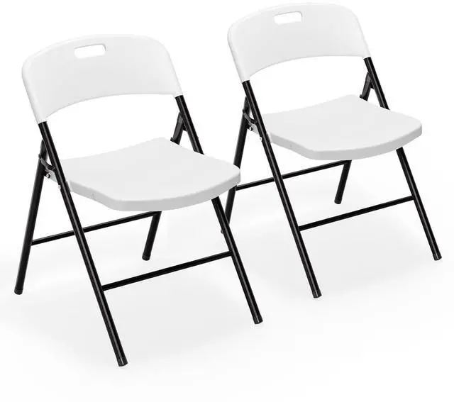 Main image of Folding Chairs, Plastic Foldable Chair, Capacity up to 350 lbs, Portable Seating for Indoor Outdoor Events Parties Camping Work School Commercail (2, White, L)