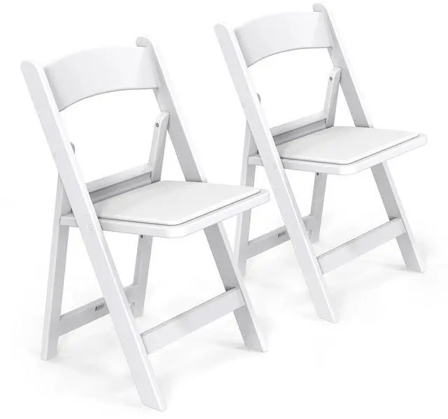 Main image of White Resin Folding Chair with Padded Cushion, Set of 2, Plastic Foldable Seat for Indoor & Outdoor Use, Comfortable Design for Events, Parties & Home (2, White, M)