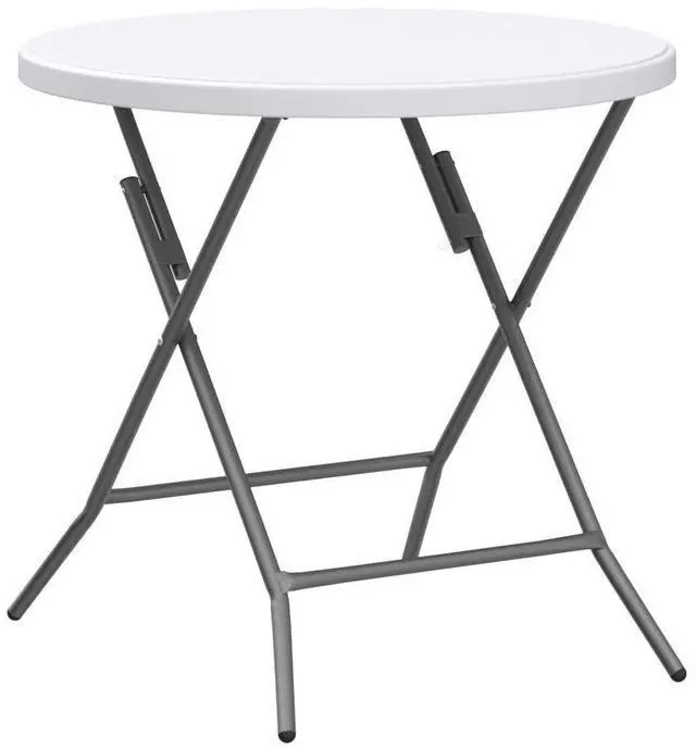 Alt view image 7 of 7 - 32" Round Folding Commercial Banquet Table, Portable Plastic Coffee Card Dining Table for Kitchen or Outdoor Party Wedding Event, 1 Pack, White | Folding