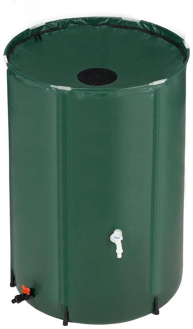 Main image of 100 Gallon Collapsible Rain Barrel, Portable Water Storage Tank, Rainwater Collection System Downspout, Water Catcher Container with Filter Spigot Overflow Kit