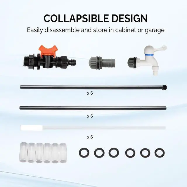 Alt view image 4 of 7 - 100 Gallon Collapsible Rain Barrel, Portable Water Storage Tank, Rainwater Collection System Downspout, Water Catcher Container with Filter Spigot Overflow Kit