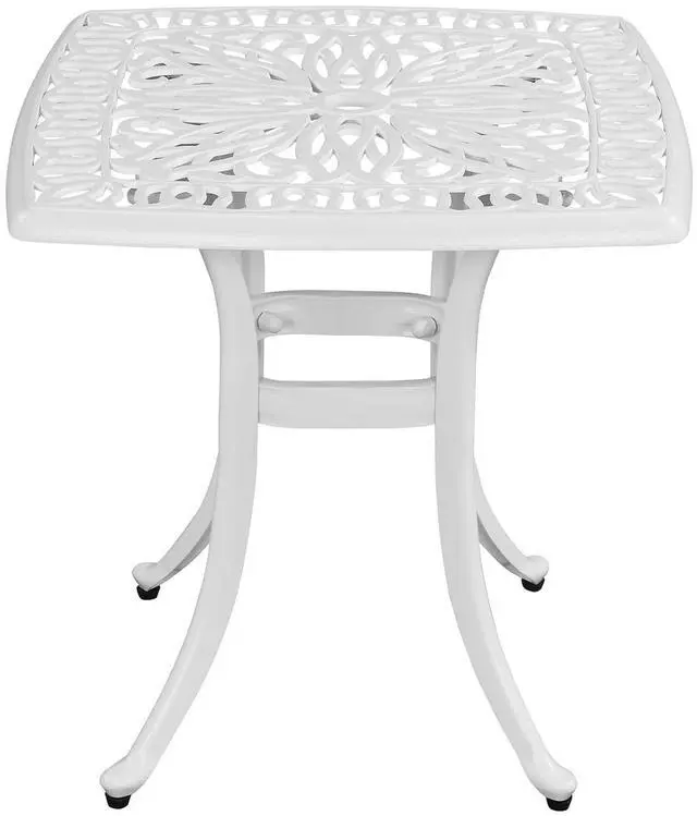 Main image of VINGLI 21" Cast Aluminum All Weather Round Patio Coffee Table Porch Bistro End Table (White)