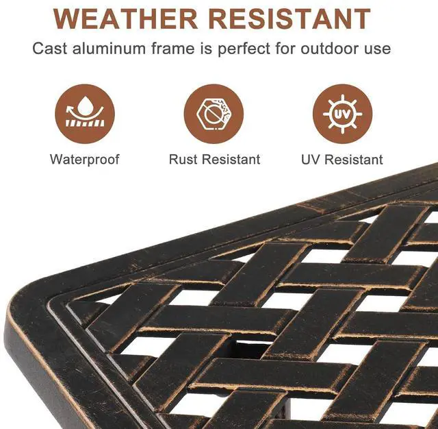 Alt view image 5 of 7 - VINGLI 22" Cast Aluminum Outdoor Side Table, All Weather Patio Side Table Outdoor End Table for Patio, Porch, Deck, Garden (Square)