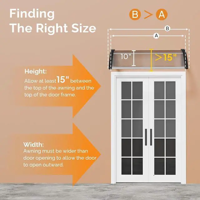 Alt view image 7 of 7 - Window Awning Door Canopy Exterior, 40" x 60" Awnings for Doors Polycarbonate Cover Patio Door Awning Rain Snow Sunlight Protection Hollow Sheet (Clear Board & Black Bracket)
