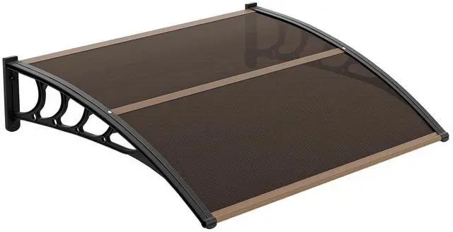Main image of Window Awning Door Canopy Exterior, 40" x 48" Awnings for Doors Polycarbonate Cover Patio Door Awning Rain Snow Sunlight Protection Hollow Sheet (Brown Board & Black Bracket)