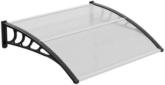 Main image of Window Awning Door Canopy Exterior, 40" x 48" Awnings for Doors Polycarbonate Cover Patio Door Awning Rain Snow Sunlight Protection Hollow Sheet (Clear Board & Black Bracket)