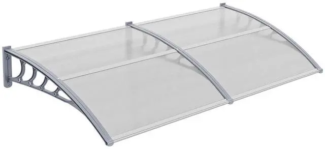 Main image of Window Awning Door Canopy, 40" x 80" Awnings for Doors Polycarbonate Cover Outdoor Door Canopy Exterior Patio Door Awning Rain Snow Sunlight Protection Hollow Sheet (Clear Board & Grey Bracket)