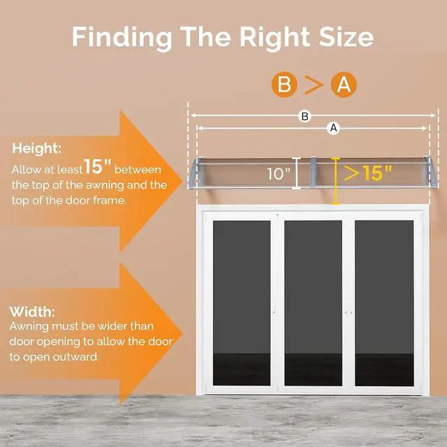 Alt view image 7 of 7 - Window Awning Door Canopy, 40" x 80" Awnings for Doors Polycarbonate Cover Outdoor Door Canopy Exterior Patio Door Awning Rain Snow Sunlight Protection Hollow Sheet (Clear Board & Grey Bracket)