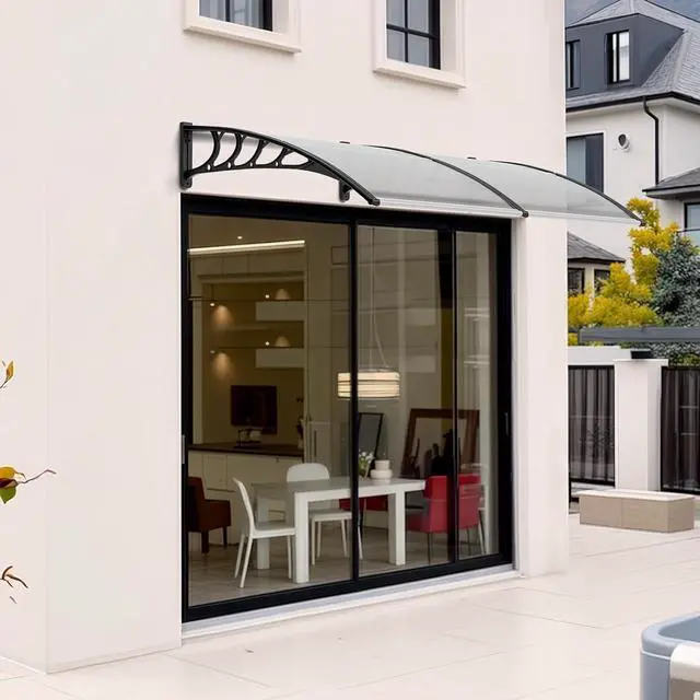 Alt view image 2 of 7 - Window Awning Door Canopy Exterior, 40" x 80" Awnings for Doors Polycarbonate Cover Patio Door Awning Rain Snow Sunlight Protection Hollow Sheet (Clear Board & Black Bracket)
