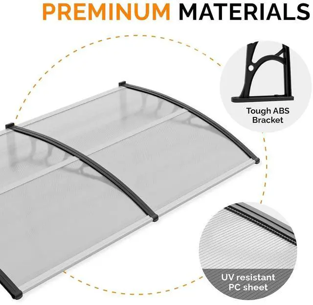 Alt view image 6 of 7 - Window Awning Door Canopy Exterior, 40" x 80" Awnings for Doors Polycarbonate Cover Patio Door Awning Rain Snow Sunlight Protection Hollow Sheet (Clear Board & Black Bracket)