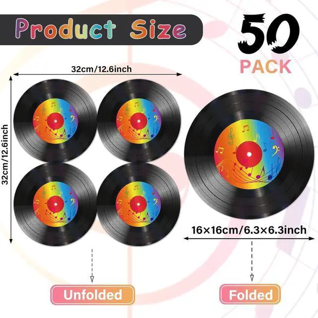 Alt view image 2 of 7 - 50 Pcs Vinyl Record Themed Napkins 50's Theme Party Decorations for 1950's Music Birthday Rock Party Supplies Back to 50s Rock Paper Napkins Music Roll Favors Throwback Retro