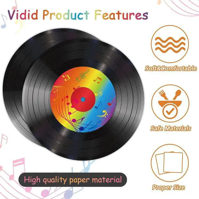 Alt view image 3 of 7 - 50 Pcs Vinyl Record Themed Napkins 50's Theme Party Decorations for 1950's Music Birthday Rock Party Supplies Back to 50s Rock Paper Napkins Music Roll Favors Throwback Retro
