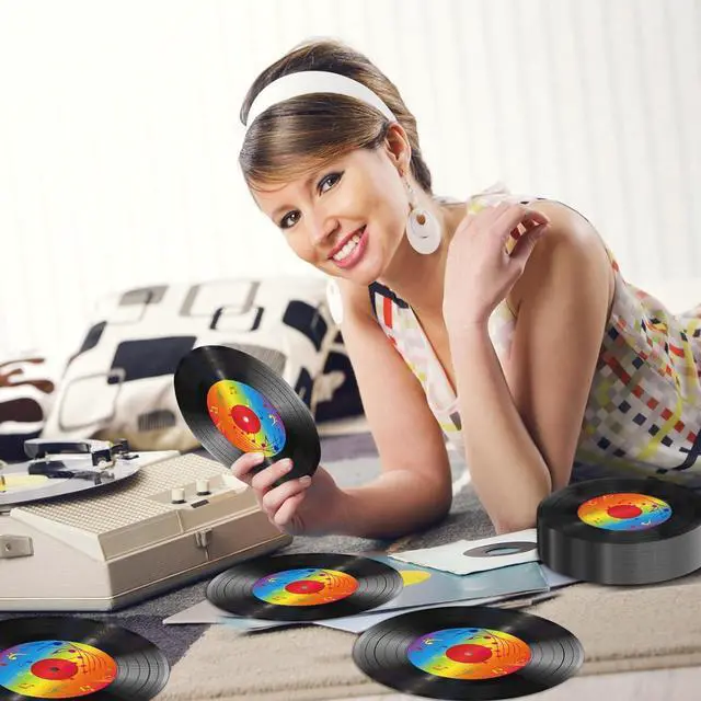 Alt view image 7 of 7 - 50 Pcs Vinyl Record Themed Napkins 50's Theme Party Decorations for 1950's Music Birthday Rock Party Supplies Back to 50s Rock Paper Napkins Music Roll Favors Throwback Retro