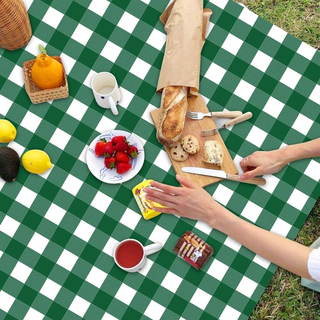 Alt view image 6 of 7 - 4 Pack Green Gingham Tablecloths, Green and White Checkered Tablecloths 86.6 x 51.2 Inches Gingham Table Covers Golf-Themed Picnic Table Covers for Birthday Party Holiday Outdoor Supplies