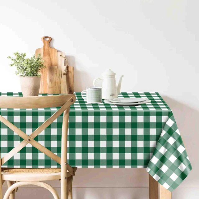 Alt view image 4 of 7 - 4 Pack Green Gingham Tablecloths, Green and White Checkered Tablecloths 86.6 x 51.2 Inches Gingham Table Covers Golf-Themed Picnic Table Covers for Birthday Party Holiday Outdoor Supplies