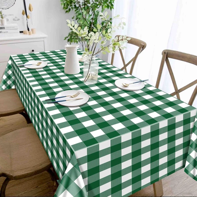 Alt view image 5 of 7 - 4 Pack Green Gingham Tablecloths, Green and White Checkered Tablecloths 86.6 x 51.2 Inches Gingham Table Covers Golf-Themed Picnic Table Covers for Birthday Party Holiday Outdoor Supplies