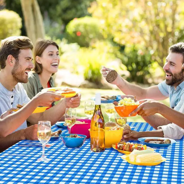 Alt view image 5 of 7 - 3Pcs Blue Gingham Tablecloths, Checkered Party Table Covers 54x108 In