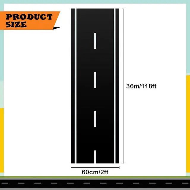 Alt view image 2 of 7 - Remagr Racetrack Floor Running Black Racer Party Decoration Mat Road Table Runner Long Racetrack Tablecloth Drag for Party (Simple Style,118 ft X 2 ft)
