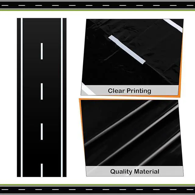 Alt view image 3 of 7 - Remagr Racetrack Floor Running Black Racer Party Decoration Mat Road Table Runner Long Racetrack Tablecloth Drag for Party (Simple Style,118 ft X 2 ft)