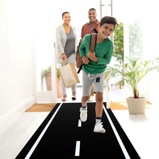 Alt view image 7 of 7 - Remagr Racetrack Floor Running Black Racer Party Decoration Mat Road Table Runner Long Racetrack Tablecloth Drag for Party (Simple Style,118 ft X 2 ft)