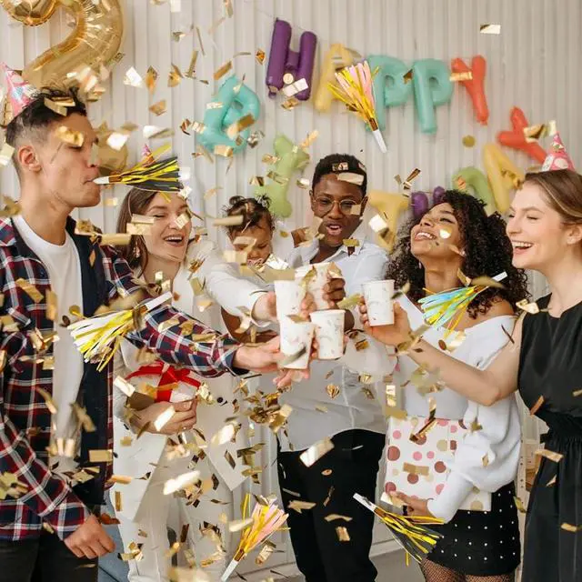Alt view image 2 of 3 - Black, Gold & Silver Party Horns & Blowouts Set (Pack of 50) - Perfect Party Supplies & Party Noise Makers for New Year's Eve, Graduation Parties, Birthdays & More