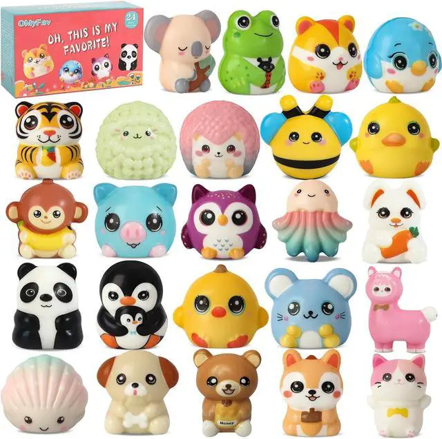 Main image of 24PCS Squishy Party Favors for Kids - Cute Squishies Toys Bulk Animal Squishy Party Favors Birthday Goodie Bags Stuffers End of Year Student Gifts from Teacher 5th Grade Graduation Gifts