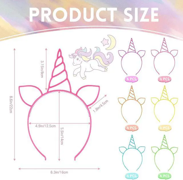 Alt view image 2 of 7 - Zddaoole 24 Pcs Unicorn Headbands Unicorn Birthday Party Favors,Plastic Hairbands for Girls,Headware Accessories for Party Supplies Gift,Teens Toddlers Children