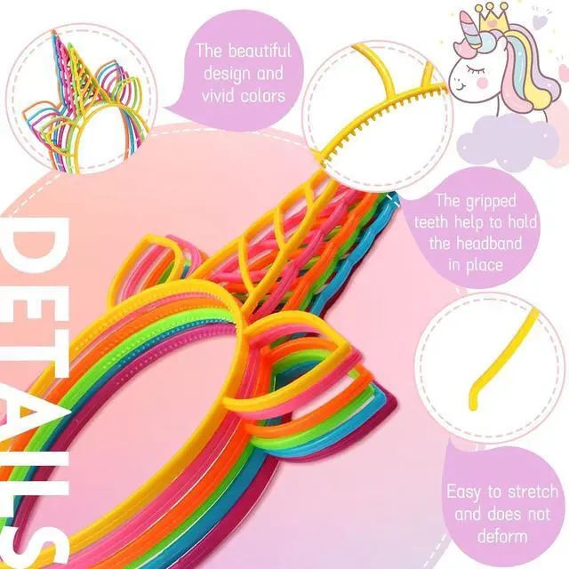 Alt view image 3 of 7 - Zddaoole 24 Pcs Unicorn Headbands Unicorn Birthday Party Favors,Plastic Hairbands for Girls,Headware Accessories for Party Supplies Gift,Teens Toddlers Children
