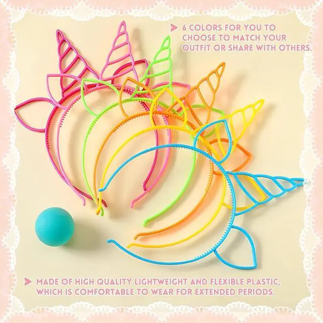 Alt view image 4 of 7 - Zddaoole 24 Pcs Unicorn Headbands Unicorn Birthday Party Favors,Plastic Hairbands for Girls,Headware Accessories for Party Supplies Gift,Teens Toddlers Children