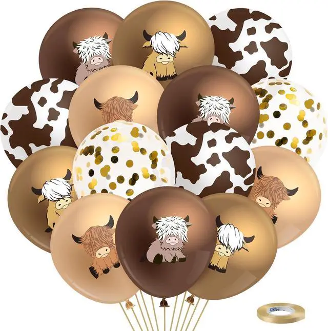 Main image of K1tpde Highland Cow Balloons Decorations - 50PCS Cute Brown Cow Latex Balloon Set for Kids Baby Shower Western Cowboy Party Decor for Farmhouse Birthday Party Supplies