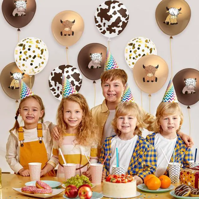 Alt view image 3 of 6 - K1tpde Highland Cow Balloons Decorations - 50PCS Cute Brown Cow Latex Balloon Set for Kids Baby Shower Western Cowboy Party Decor for Farmhouse Birthday Party Supplies
