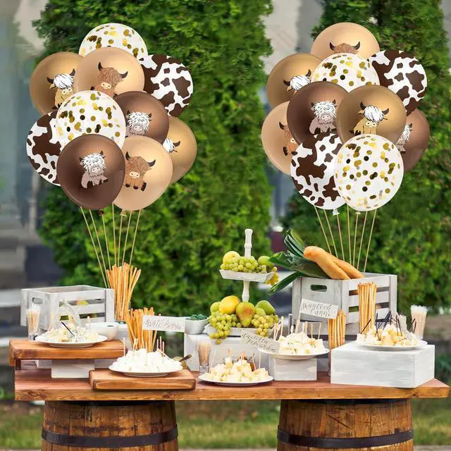 Alt view image 4 of 6 - K1tpde Highland Cow Balloons Decorations - 50PCS Cute Brown Cow Latex Balloon Set for Kids Baby Shower Western Cowboy Party Decor for Farmhouse Birthday Party Supplies