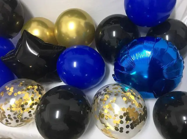 Alt view image 3 of 4 - 18th Birthday Decorations Boys - Royal blue Gold Happy 18 Birthday Balloons Party Supplies For men Him with Black Banner (18th blue)
